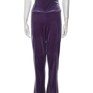 Norma Kamali Metallic Purple Wide Leg & Side Hem Slits Pants